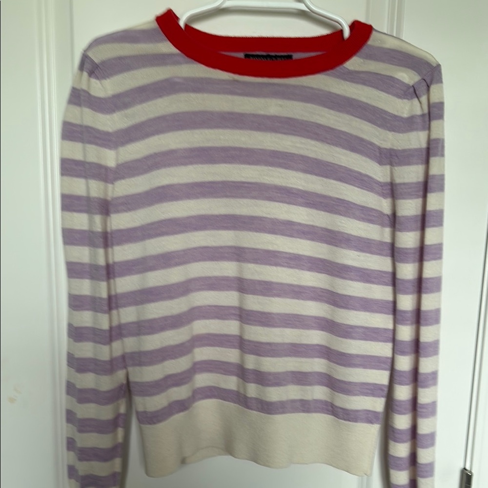 Banana Republic Factory Purple and Cream Crew Neck Sweater